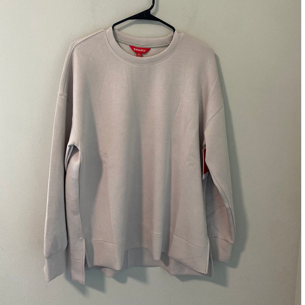 New SPANX AirEssentials Long-Sleeve Crewneck, French Grey Size Large